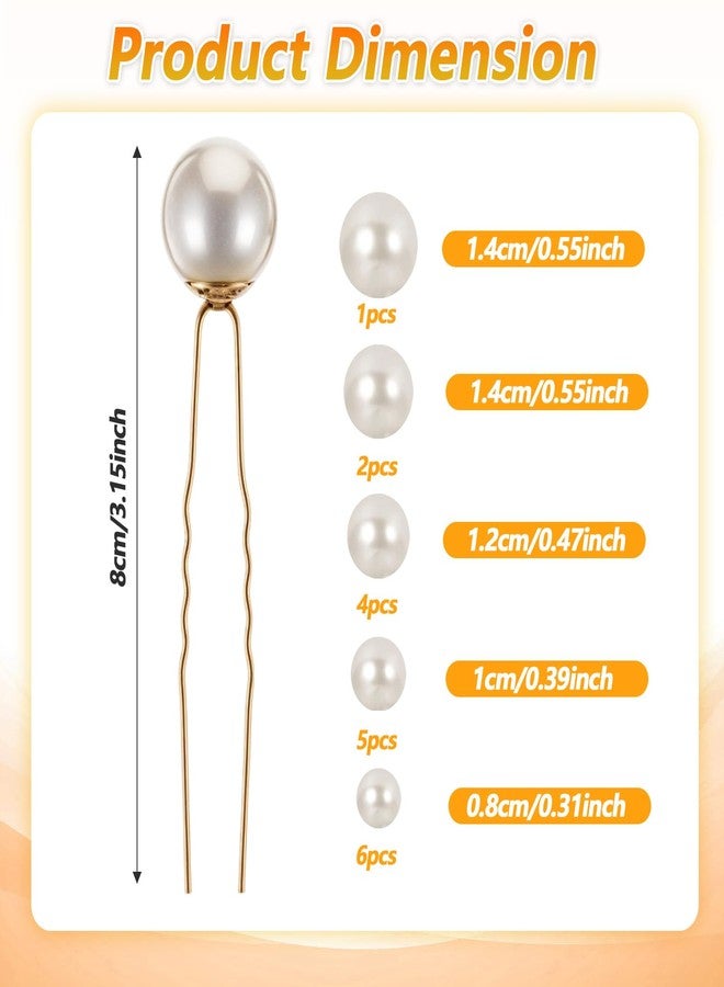 ADLABLD 18 Pieces Bridal Hair Accessories Wedding Pearls Hair Pins U Shaped Pearl Clips for Bride Bridesmaid Women Girls (Gold) - Image 2